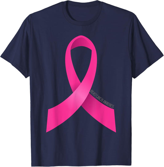 Breast Cancer Awareness Ribbon T-Shirt - T-Shirt | Navy