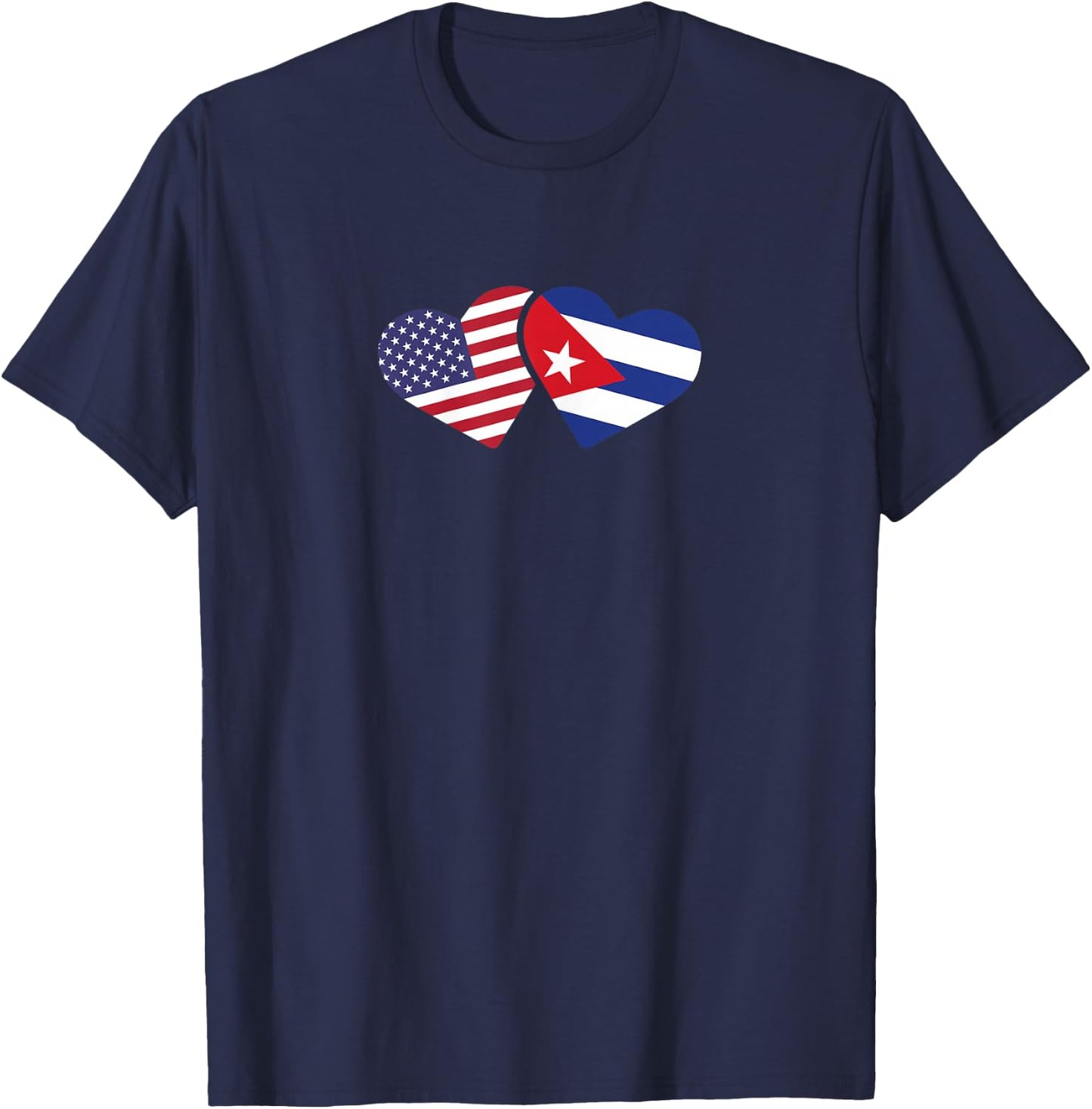 Cuba USA Flag T Shirt Heart Cuban American Love Cute T-Shirt - T-Shirt | Navy
