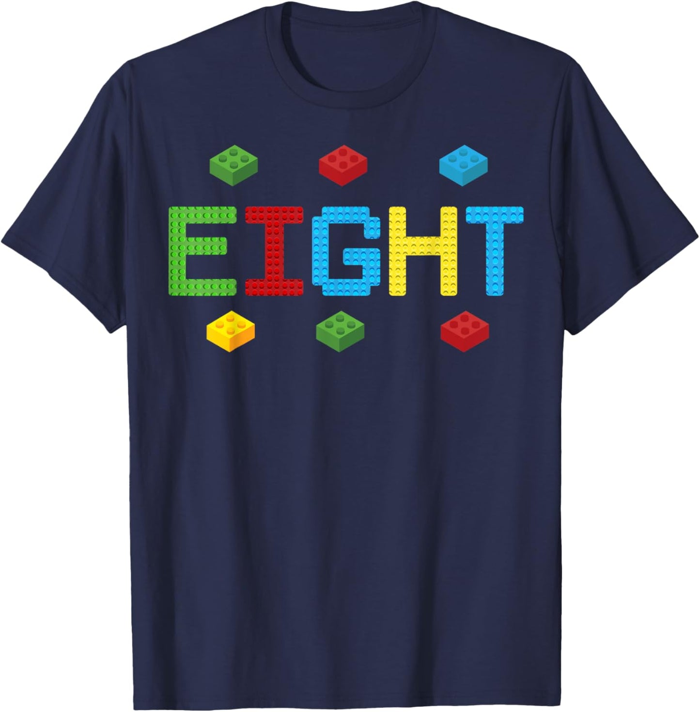 Building Blocks 8th Birthday Eight Years Old Kids Builder T-Shirt - T-Shirt | Navy
