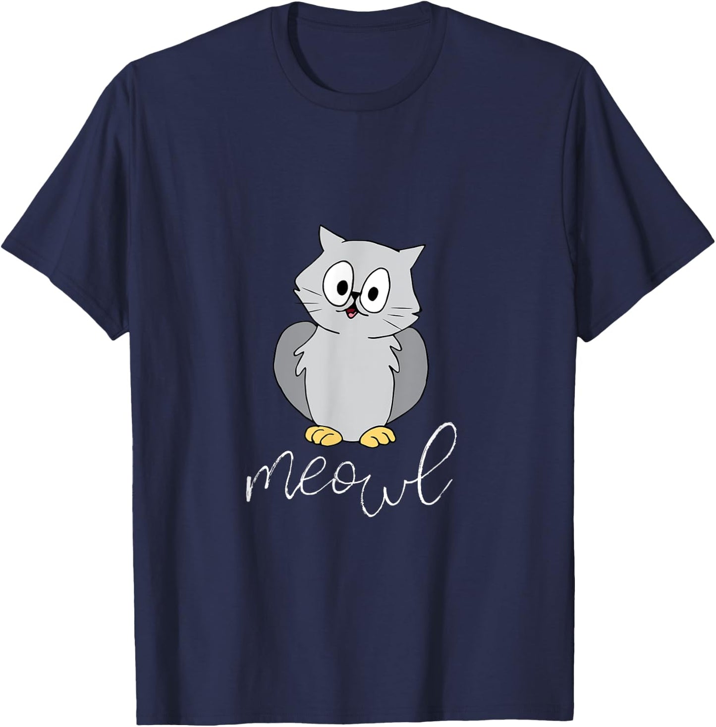 Meowl - Funny Meow Owl Cat Pun Men Women Kids T-Shirt - T-Shirt | Navy