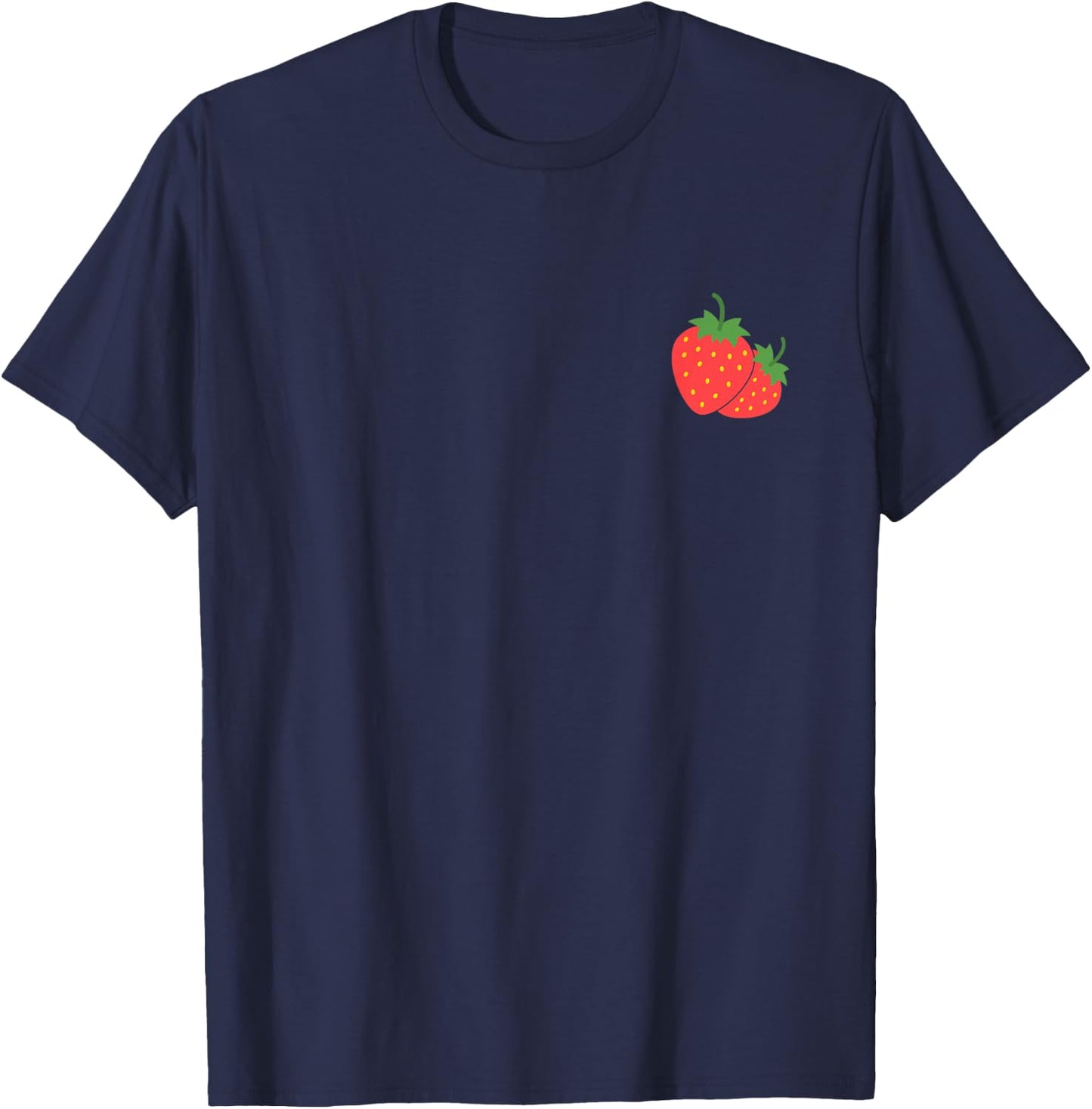 Strawberry Pocket Shirt Strawberry Art Trendy T-Shirt - T-Shirt | Navy