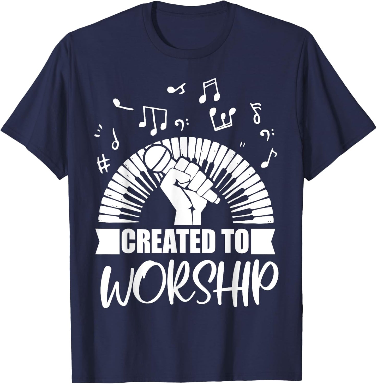 Christian Piano Player Created To Worship Gift Pianist T-Shirt - T-Shirt | Navy