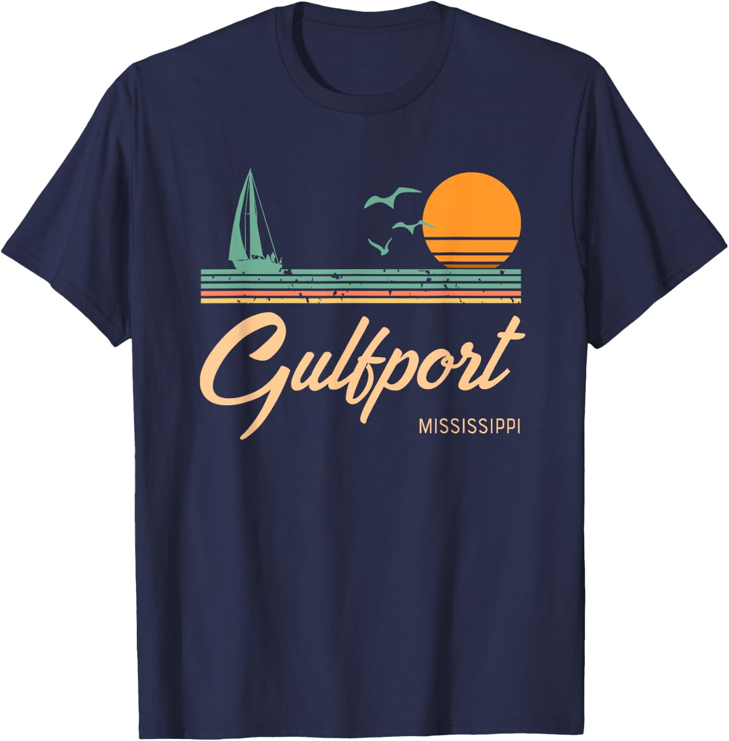 Vintage Gulfport Mississippi T-Shirt - T-Shirt | Navy