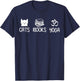 Cats Books Yoga Lover T Shirt Cat Reading Meditation Namaste Men Women Kids T-Shirt - T-Shirt | Navy