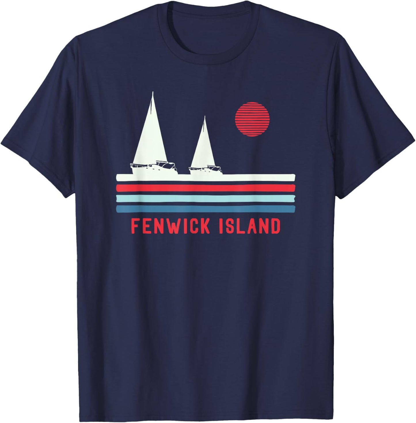 Fenwick Island DE Sailboat Vintage 80s T-Shirt - T-Shirt | Navy