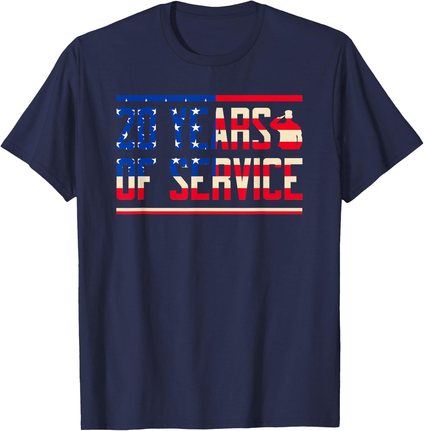 20 Years of Service Military Anniversary T-Shirt - T-Shirt | Navy