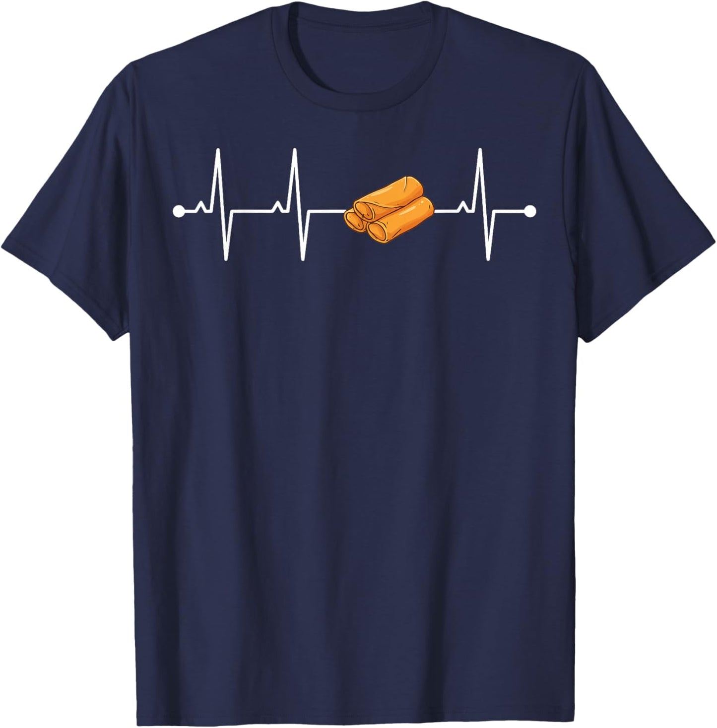 Lumpia Heartbeat Filipino Food T-Shirt - T-Shirt | Navy