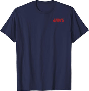 Jaws Left Chest Poster Back Logo Graphic T-Shirt - T-Shirt | Navy