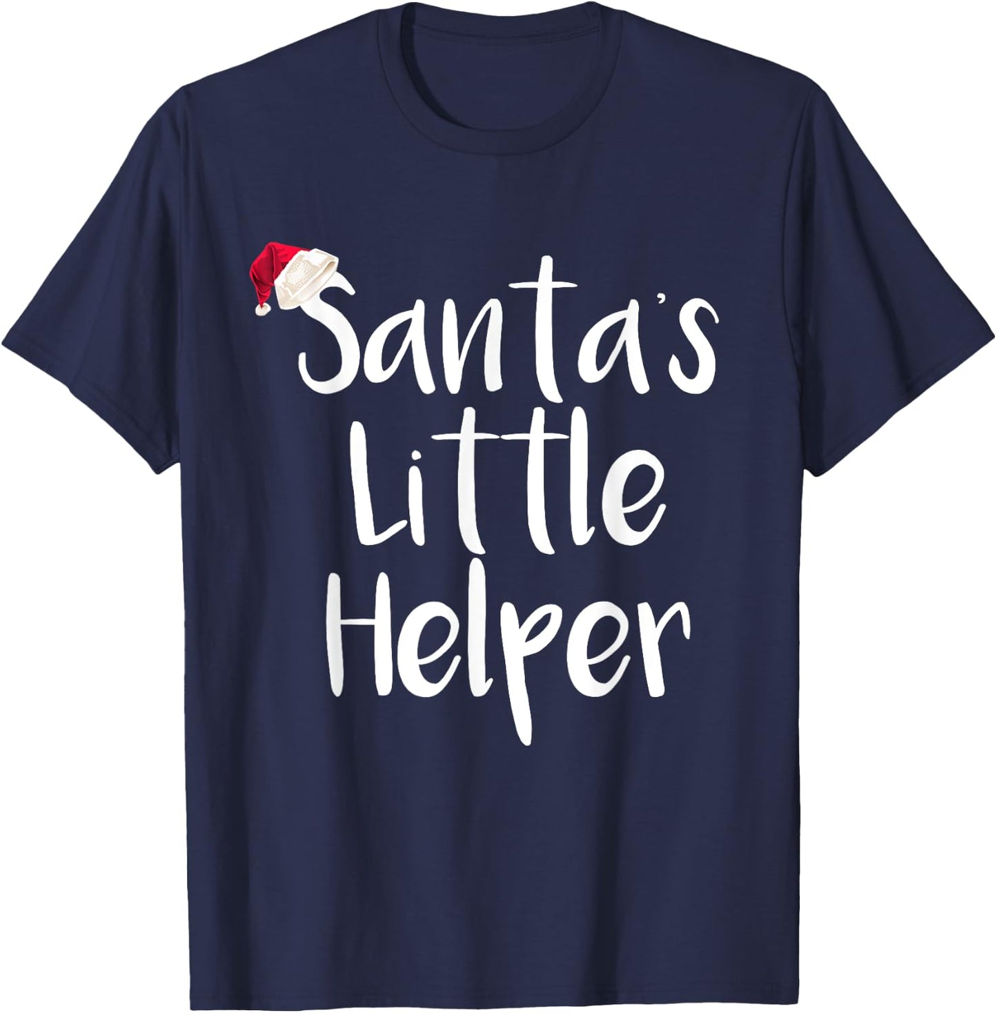 Kids Christmas Santa's Little Helper Shirt Santa Hat T-Shirt - T-Shirt | Navy