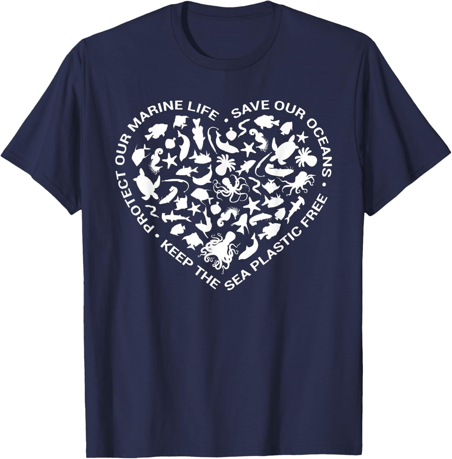 Heart Love Ocean life slogans icon for Protest March T-Shirt - T-Shirt | Navy