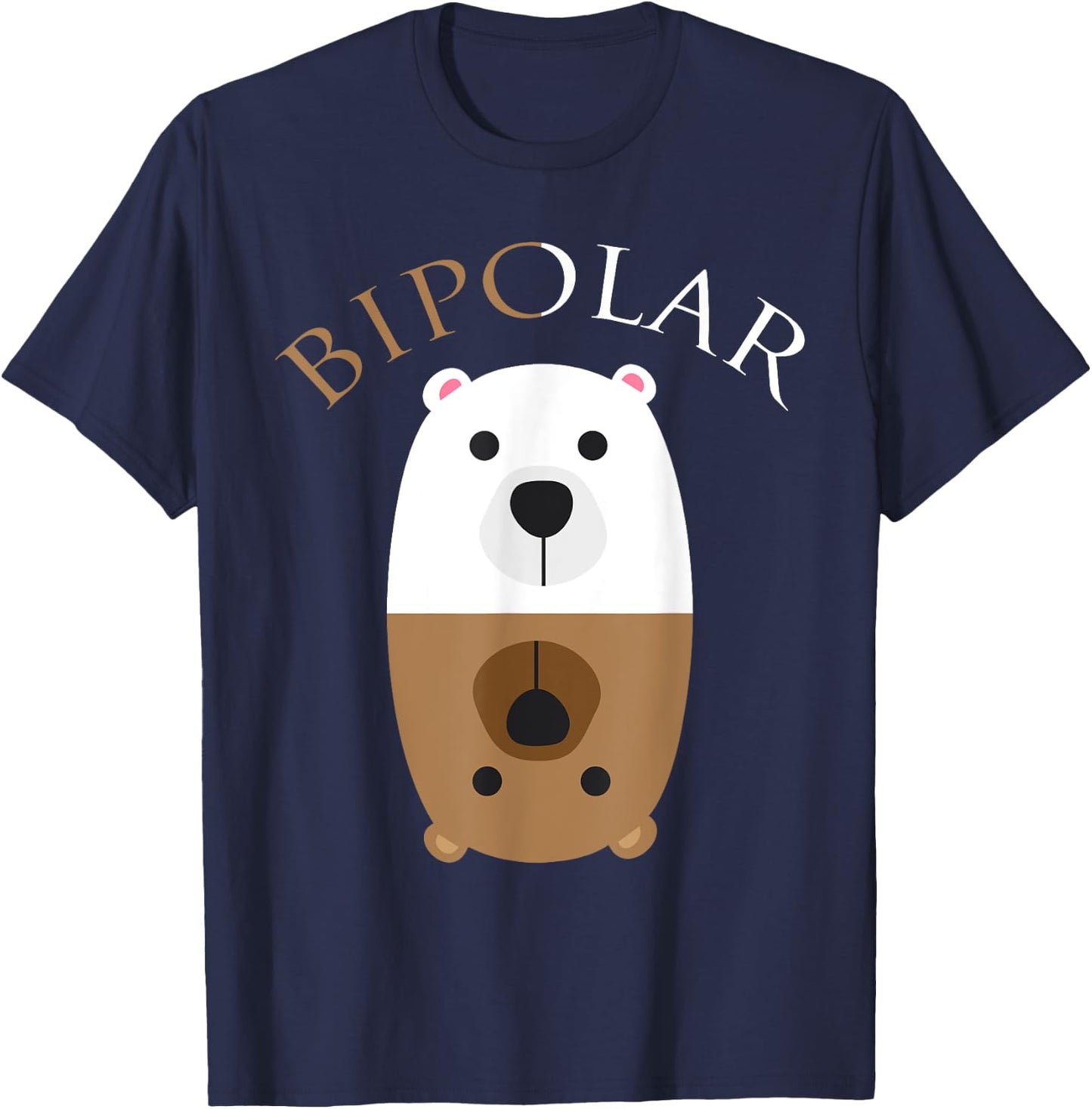 Bipolar Shirt | Cute Mental Disorder Polar Bear Gift T-Shirt - T-Shirt | Navy
