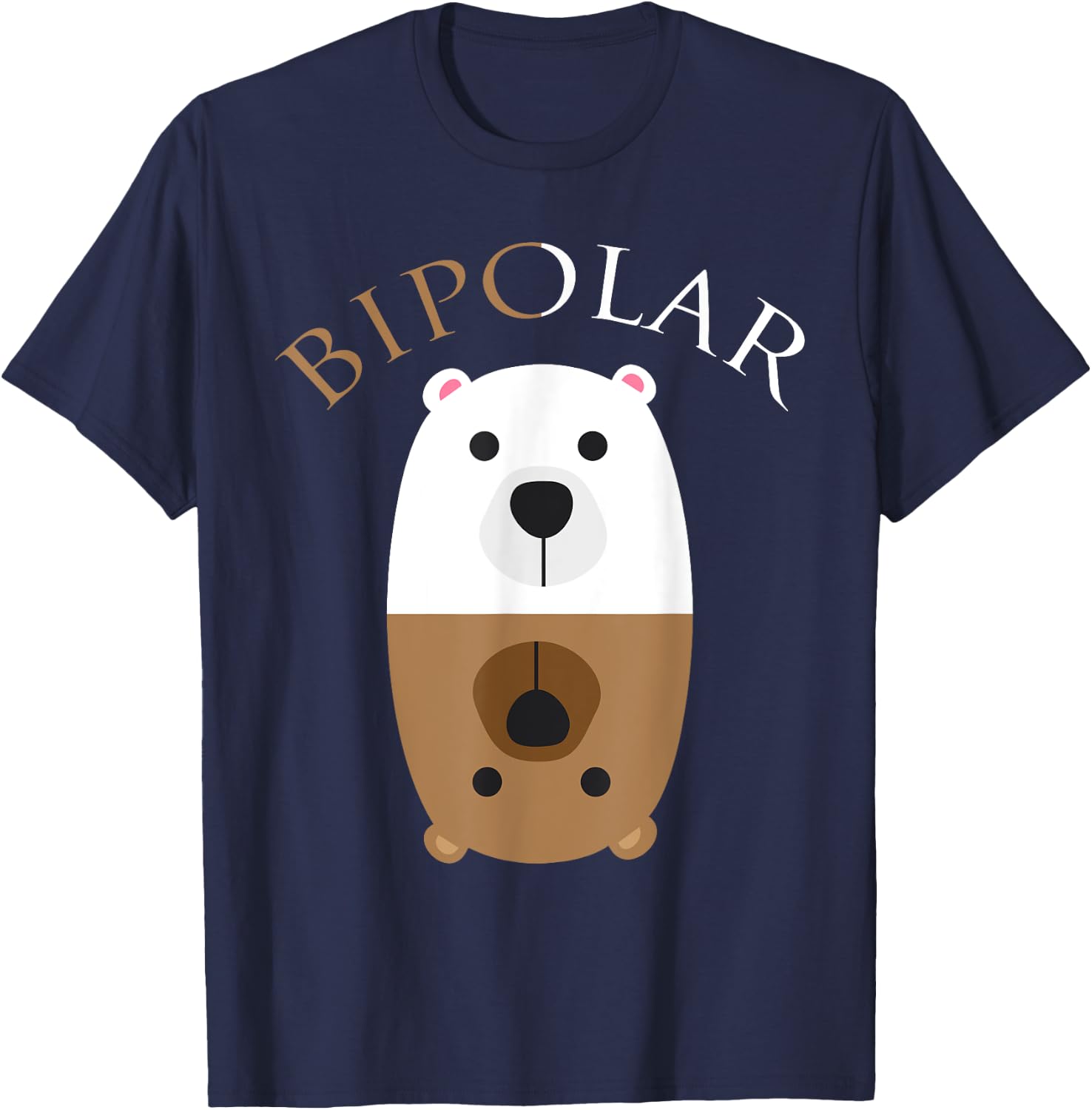 Bipolar Shirt | Cute Mental Disorder Polar Bear Gift T-Shirt - T-Shirt | Navy