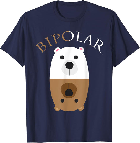 Bipolar Shirt | Cute Mental Disorder Polar Bear Gift T-Shirt - T-Shirt | Navy