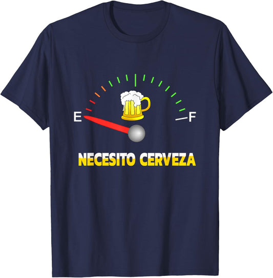 Necesito Cerveza I need beer in Spanish design T-Shirt - T-Shirt | Navy