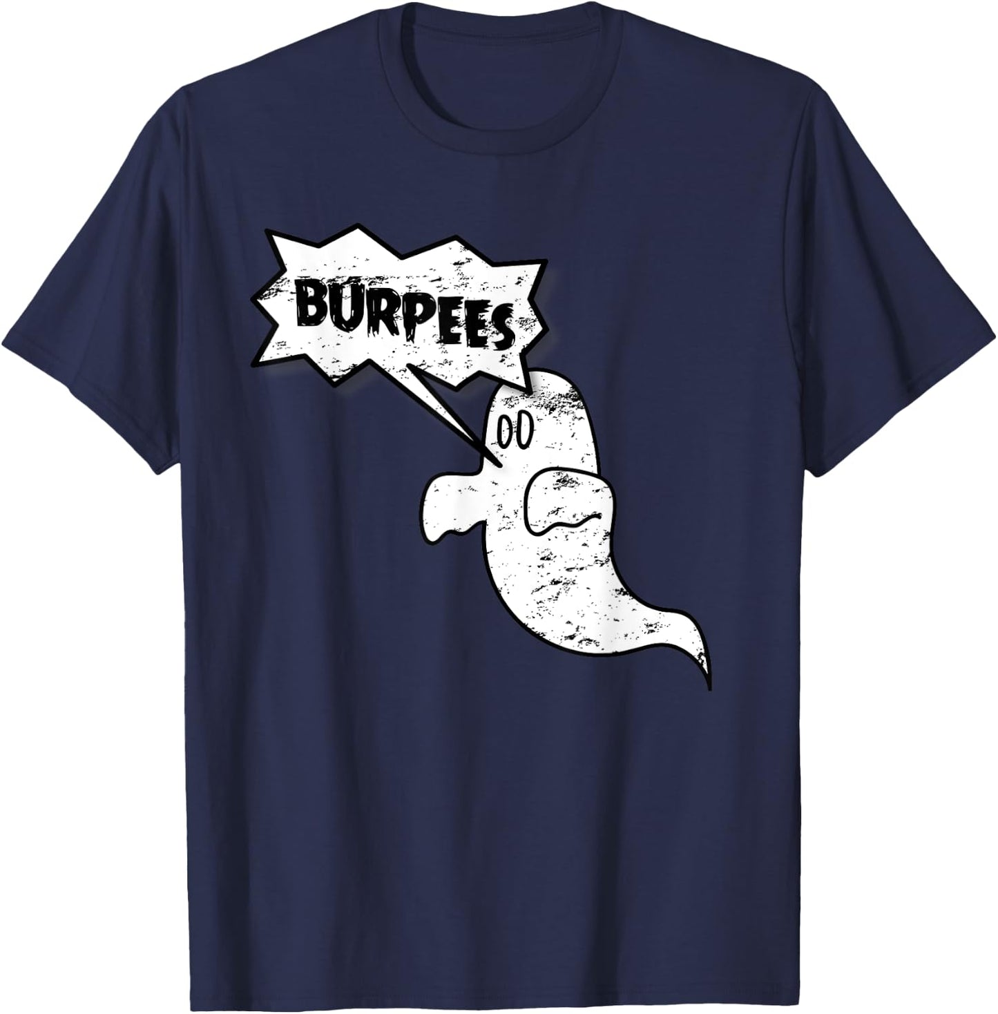 Burpee Ghost | Halloween Athlete T-Shirt - T-Shirt | Navy