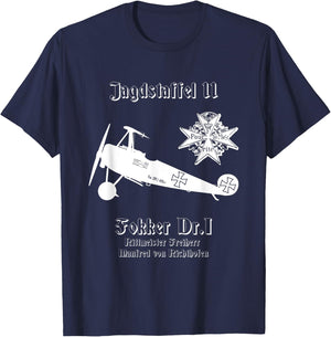 Jasta 11 Fokker DR.I German Triplane Dreidecker Richthofen T-Shirt - T-Shirt | Navy