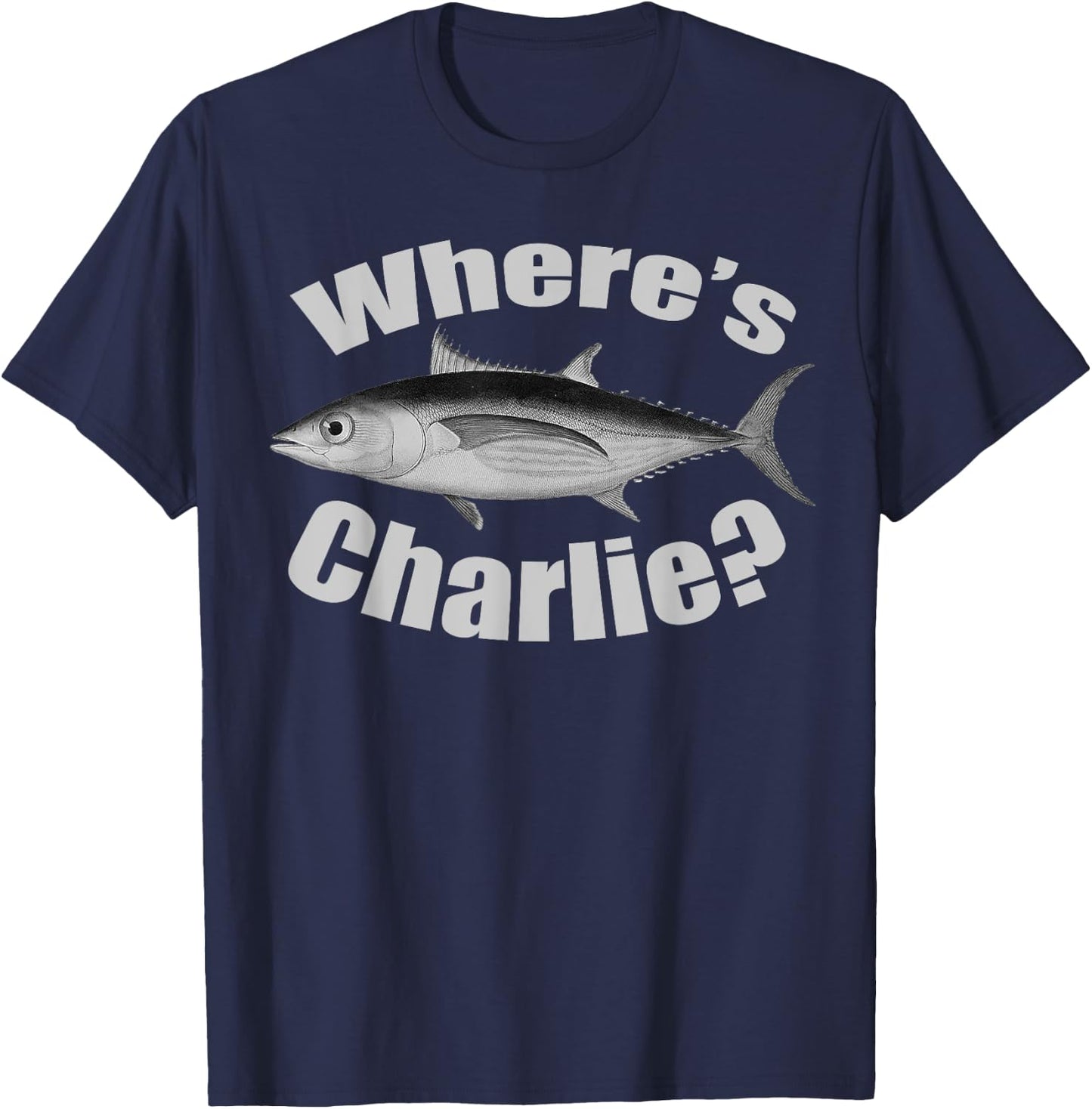 Where's Charlie Albacore Tuna Fishing Fish Illustration T-Shirt - T-Shirt | Navy
