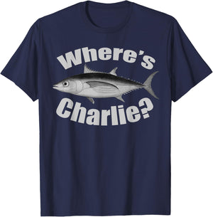 Where's Charlie Albacore Tuna Fishing Fish Illustration T-Shirt - T-Shirt | Navy