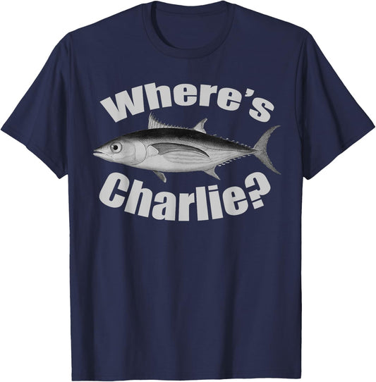 Where's Charlie Albacore Tuna Fishing Fish Illustration T-Shirt - T-Shirt | Navy
