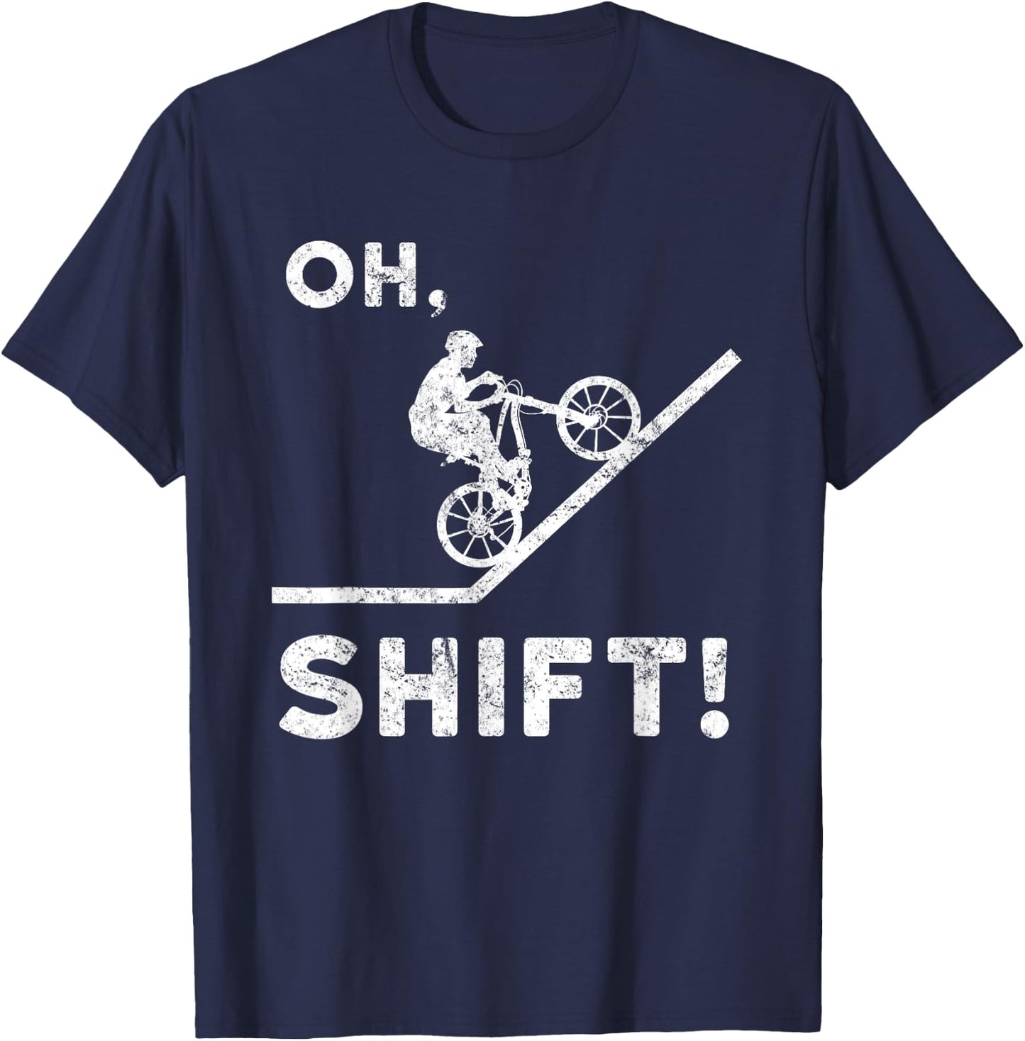 Mountain Biking Oh Shift - Mountain Bike T-Shirt - T-Shirt | Navy