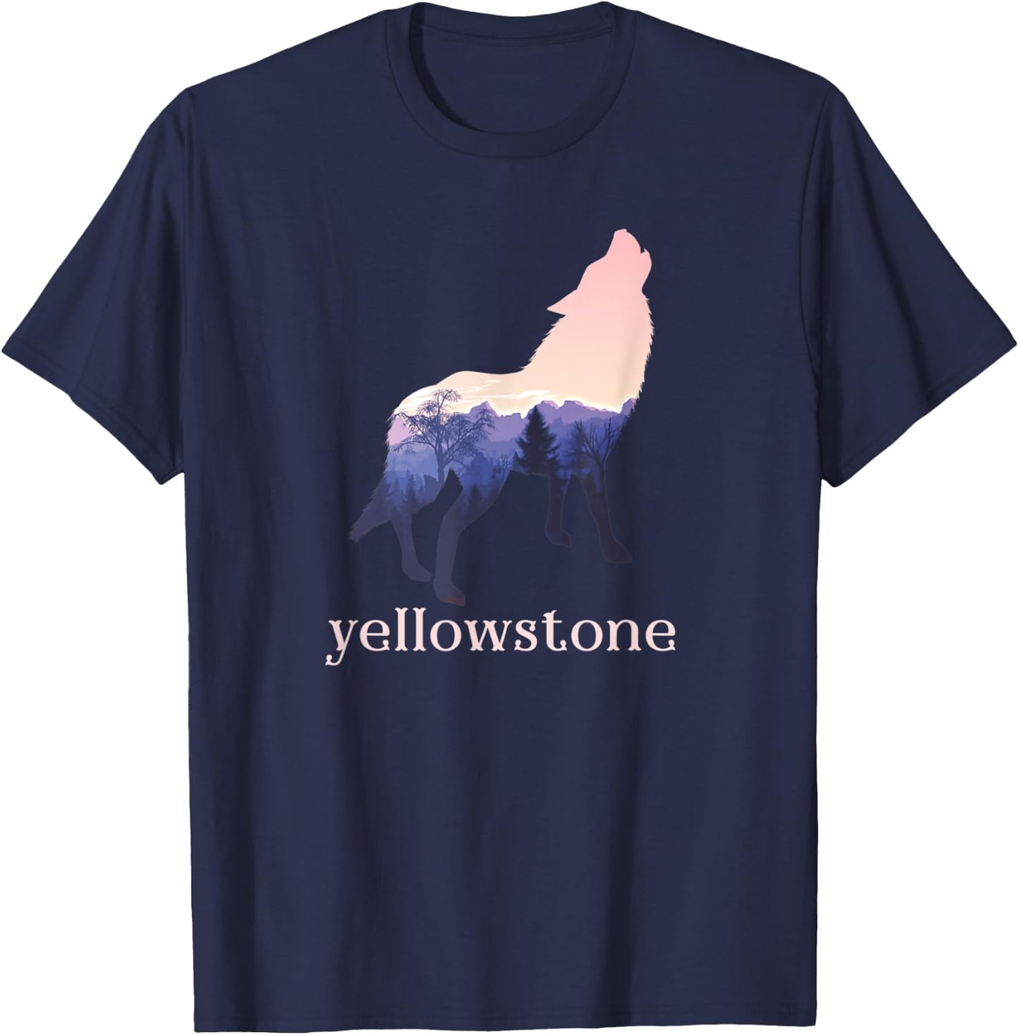 Wolf in Nature Yellowstone Park Camping Gift Campers T-Shirt - T-Shirt | Navy