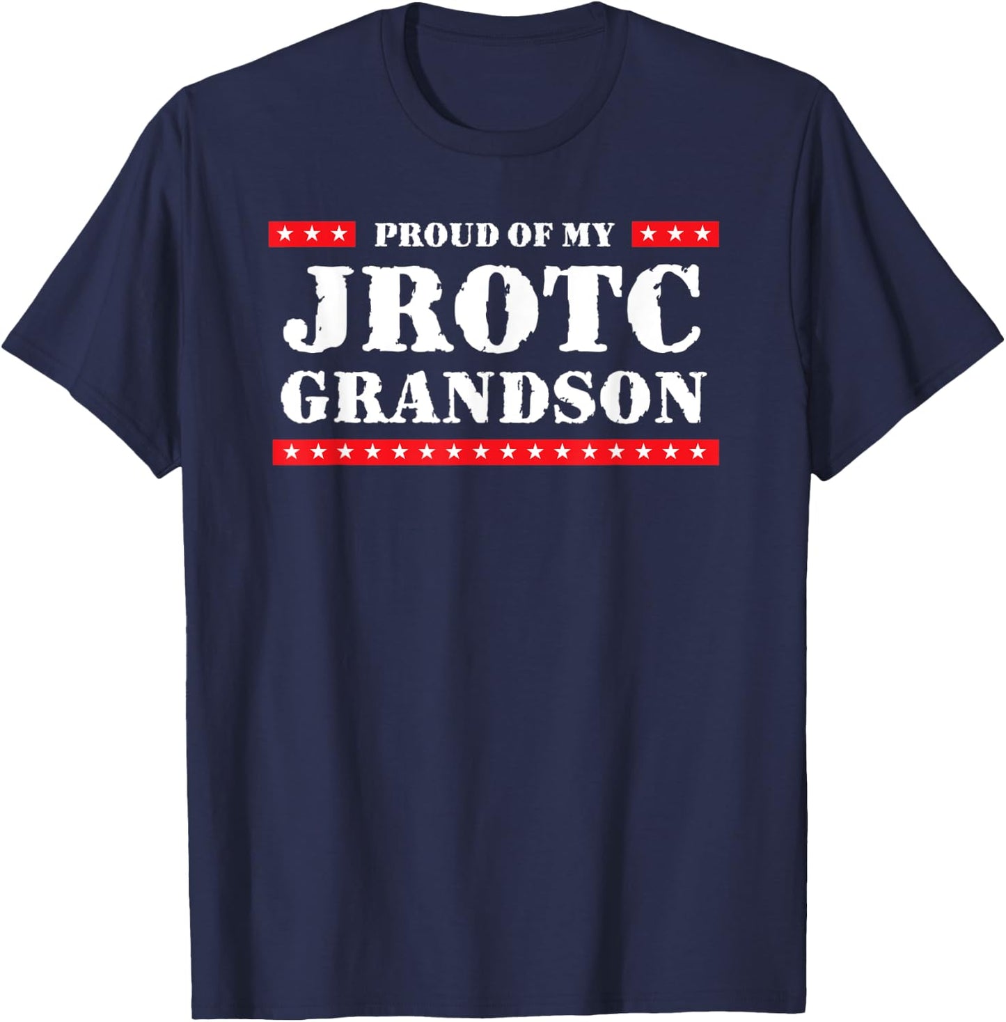 Wow Proud of My JROTC Grandson Adult Blue Small Classic Fit T-Shirt - T-Shirt | Navy