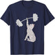 Cat Deadlifting Funny Fitness Gym Lover Cat BarBell T-Shirt - T-Shirt | Navy