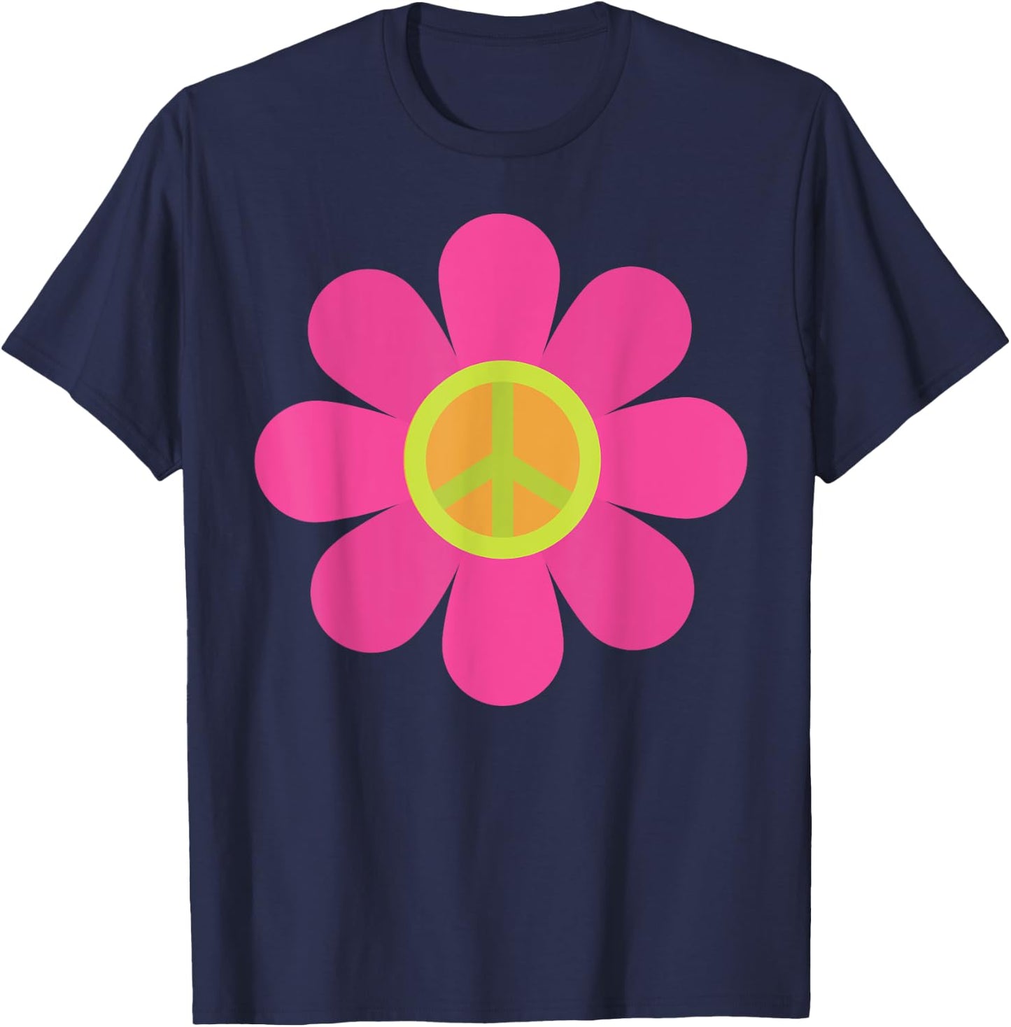 Peace Sign Love T Shirt 60s 70s Tie Dye Hippie Costume Shirt T-Shirt - T-Shirt | Navy