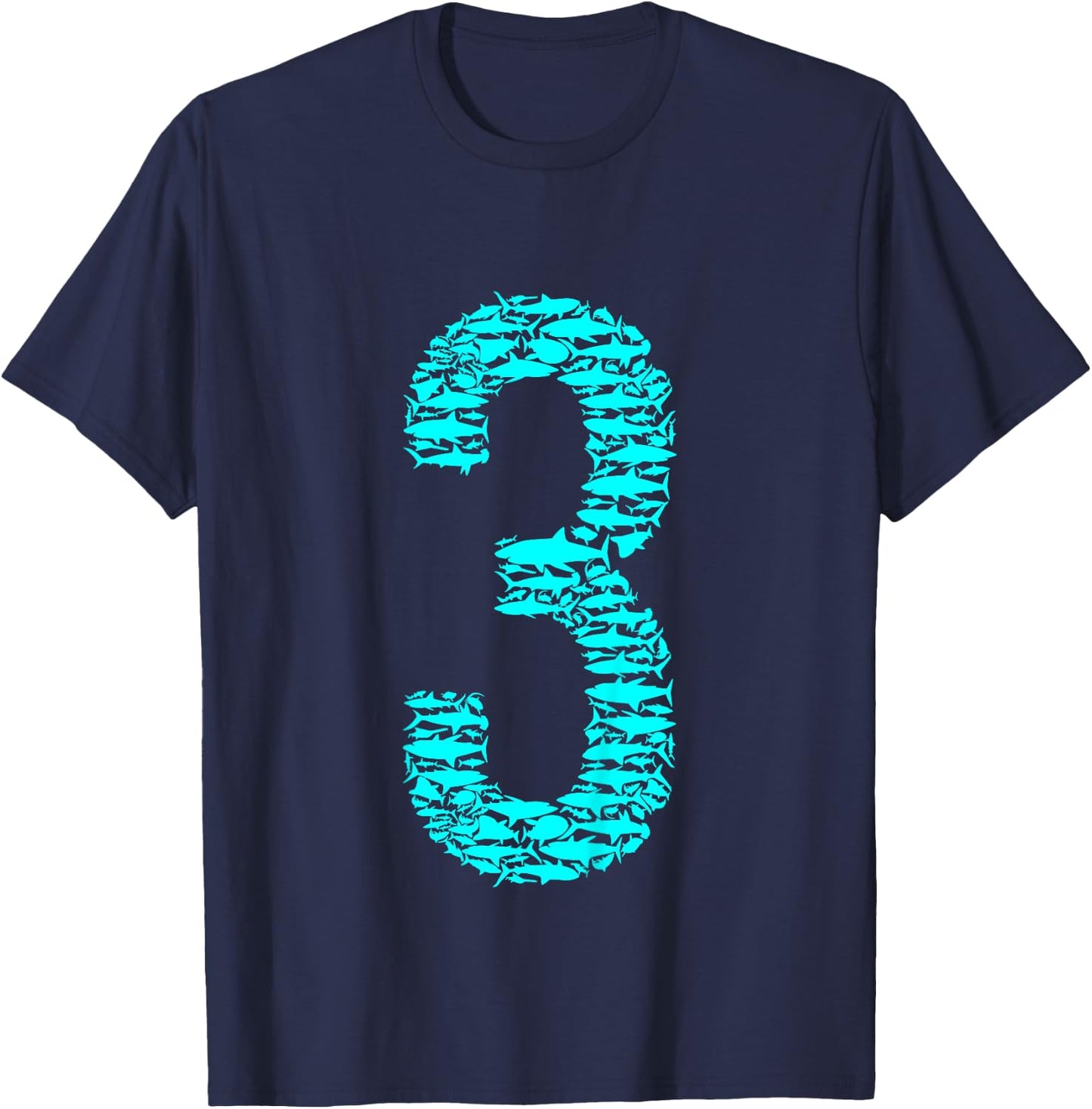 Shark 3rd Birthday For 3 Year Old Girls and Boys T-Shirt - T-Shirt | Navy