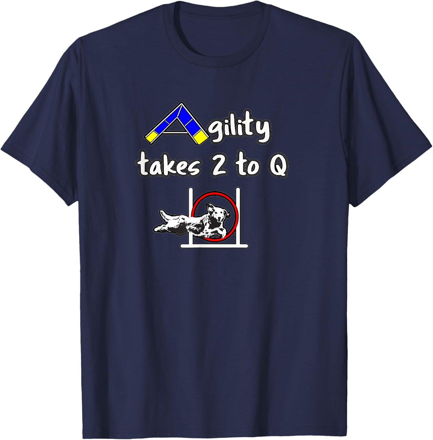 Dog Agility shirt - takes 2 to Q with a golden retriever Women Kids T-Shirt - T-Shirt | Navy