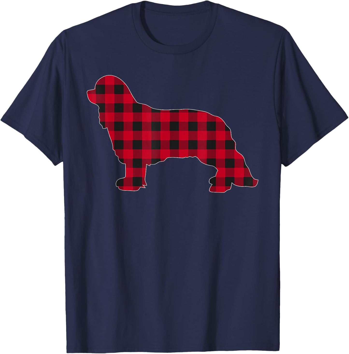 Red Plaid Cavalier King Charles Spaniels Christmas Pajama T-Shirt - T-Shirt | Navy
