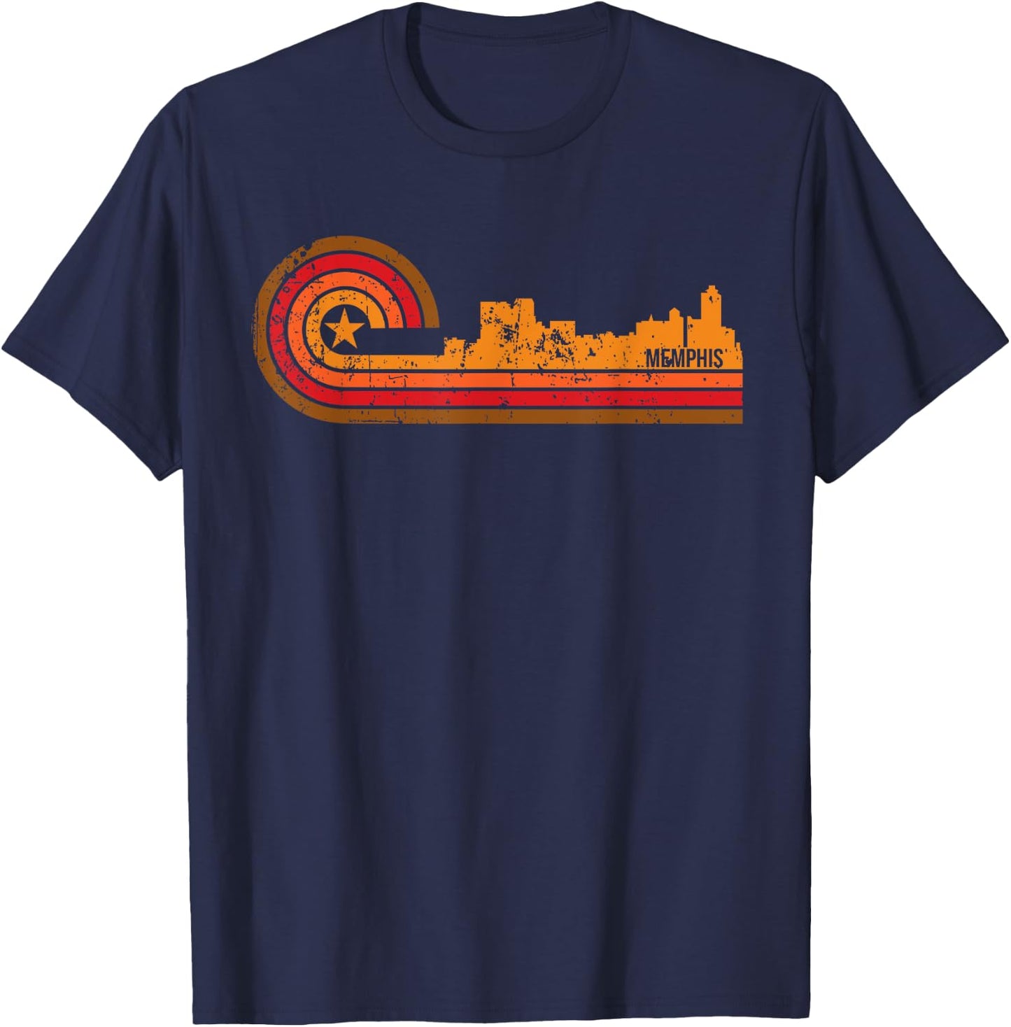Retro Memphis - Memphis TN Skyline Shirt T-Shirt - T-Shirt | Navy