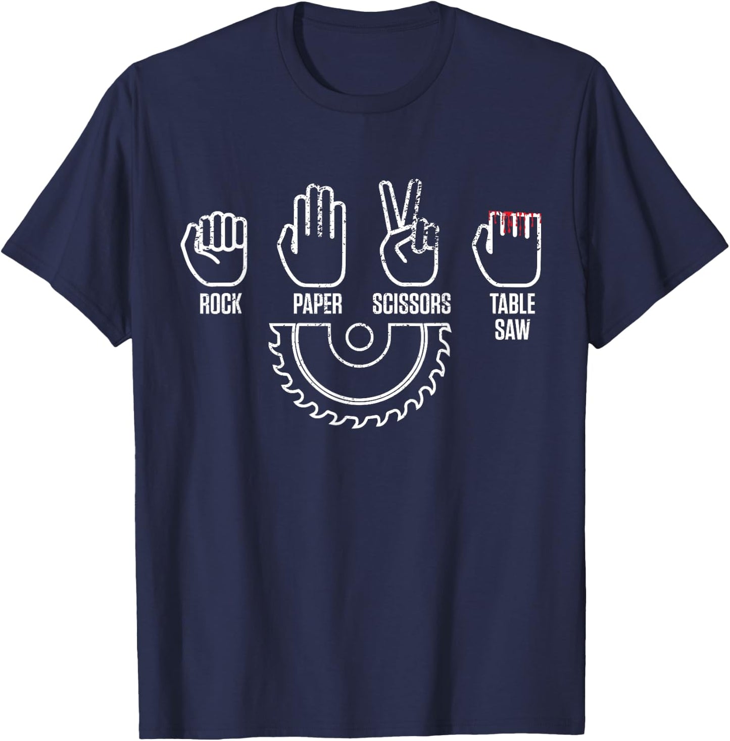 Rock Paper Scissors Table Saw Shirt - Carpenter Gift T-Shirt - T-Shirt | Navy