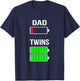 Tired Dad Low battery Twins Full Charge funny Gift T Shirt T-Shirt - T-Shirt | Navy