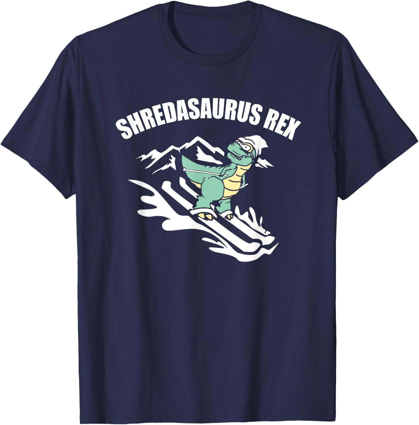 Shredasaurus Rex Ski Dinosaur Kids Funny Skiing Gift T-Shirt - T-Shirt | Navy