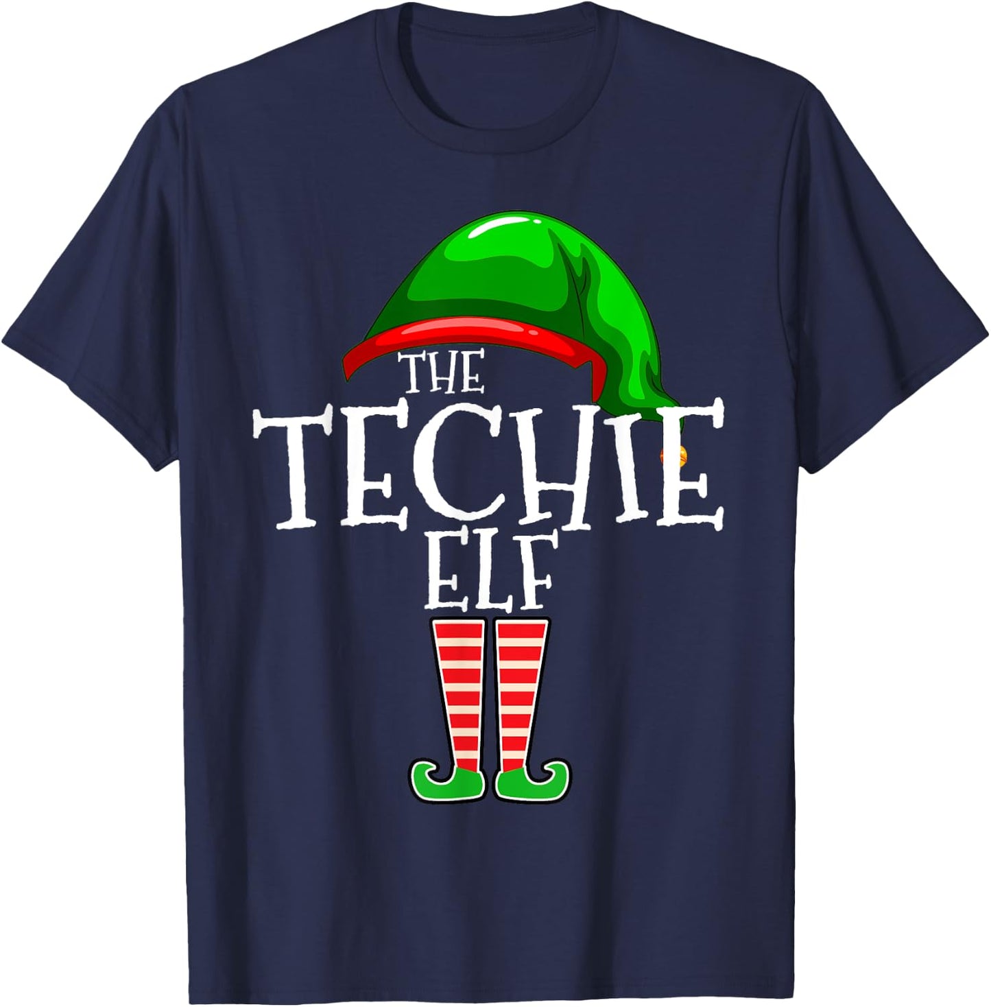 The Techie Elf Family Matching Group Christmas T-Shirt - T-Shirt | Navy