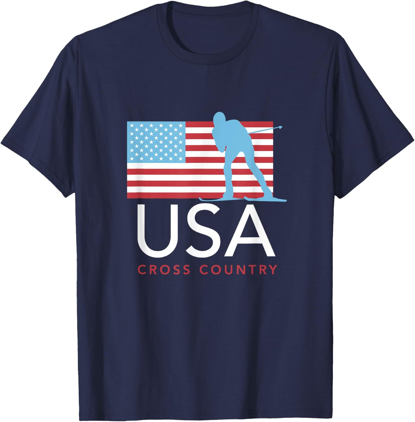 USA Cross Country Ski Team American Flag T-Shirt - T-Shirt | Navy