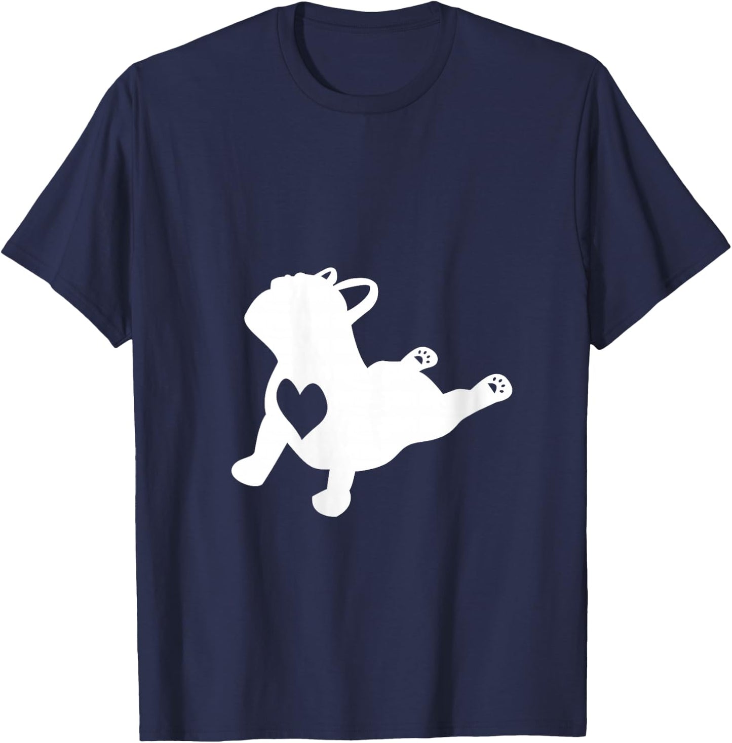 French Bulldog Yoga Pose Love Heart Frenchie V-Neck T-Shirt - T-Shirt | Navy