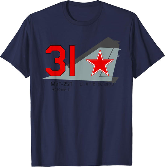 Belenko Defection Soviet MiG-25 | Historical Aviation Series T-Shirt - T-Shirt | Navy