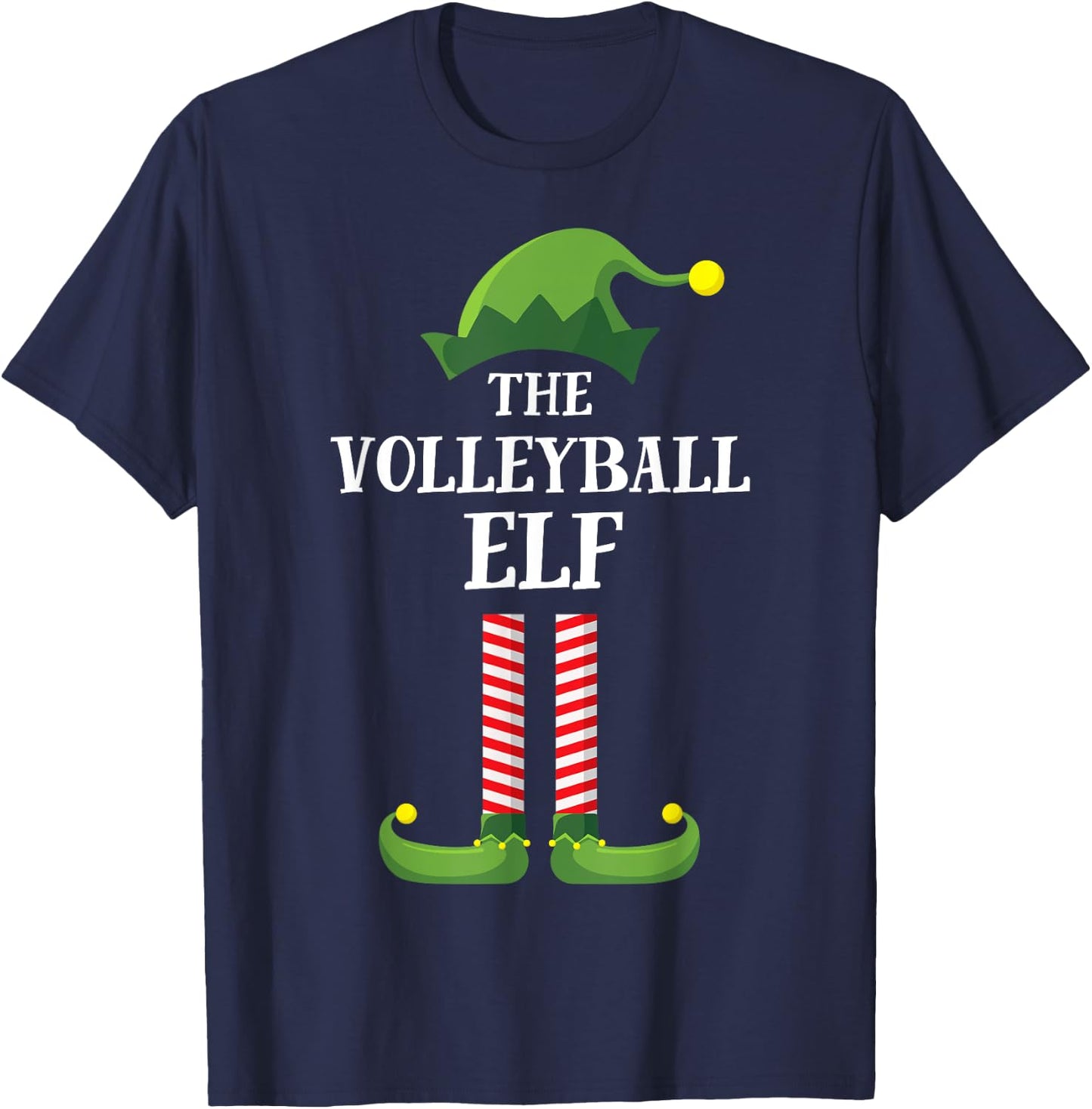 Volleyball Elf Matching Family Group Christmas Party Pyjamas T-Shirt - T-Shirt | Navy