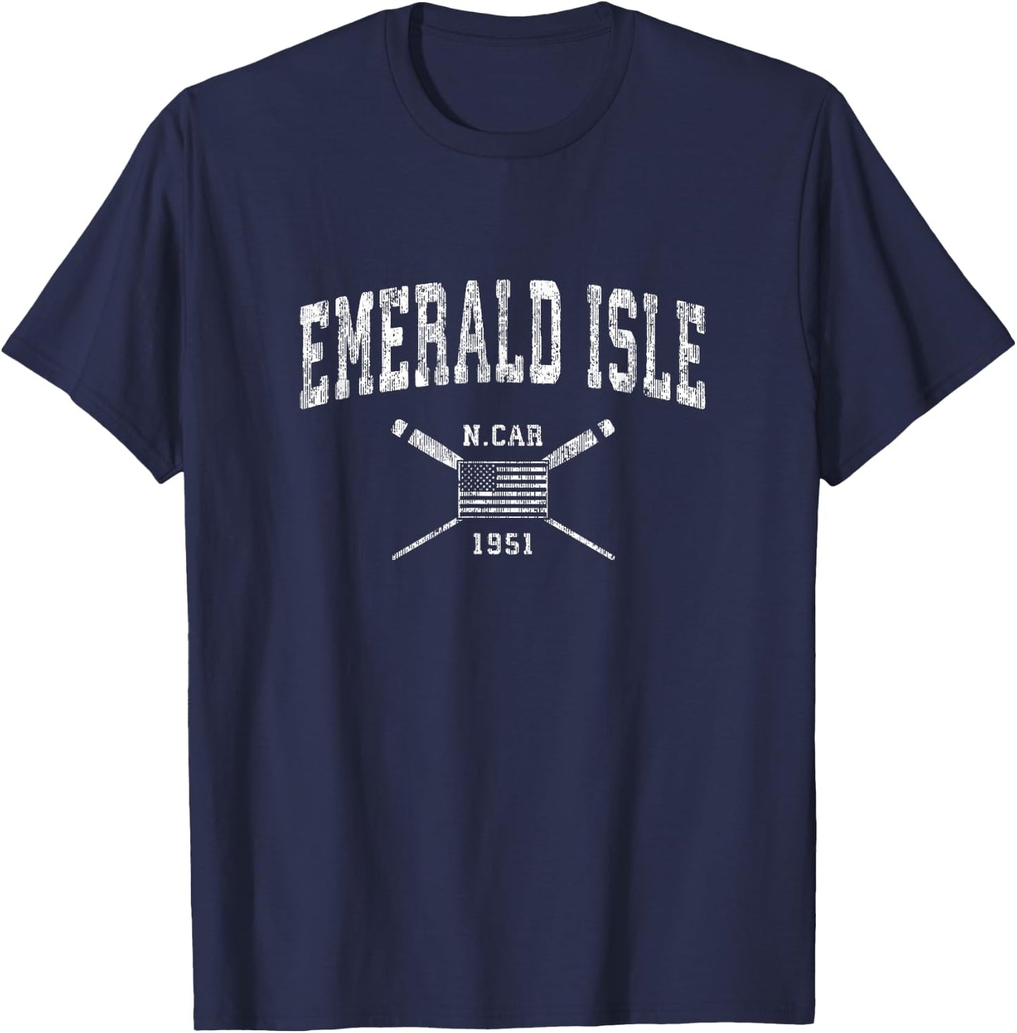 Emerald Isle NC Nautical Vintage US Flag T-Shirt - T-Shirt | Navy