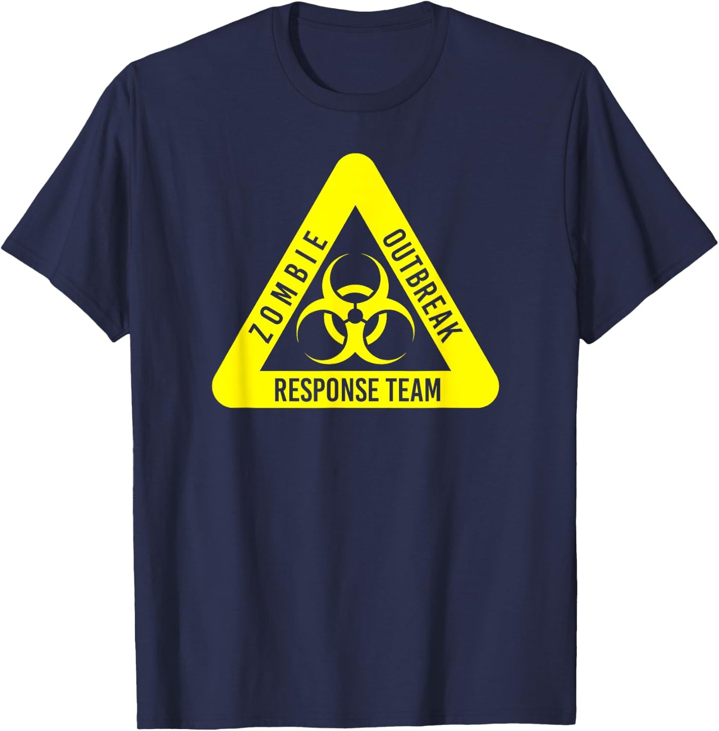 Zombie Outbreak Response Funny Biohazard In Yellow T-Shirt - T-Shirt | Navy