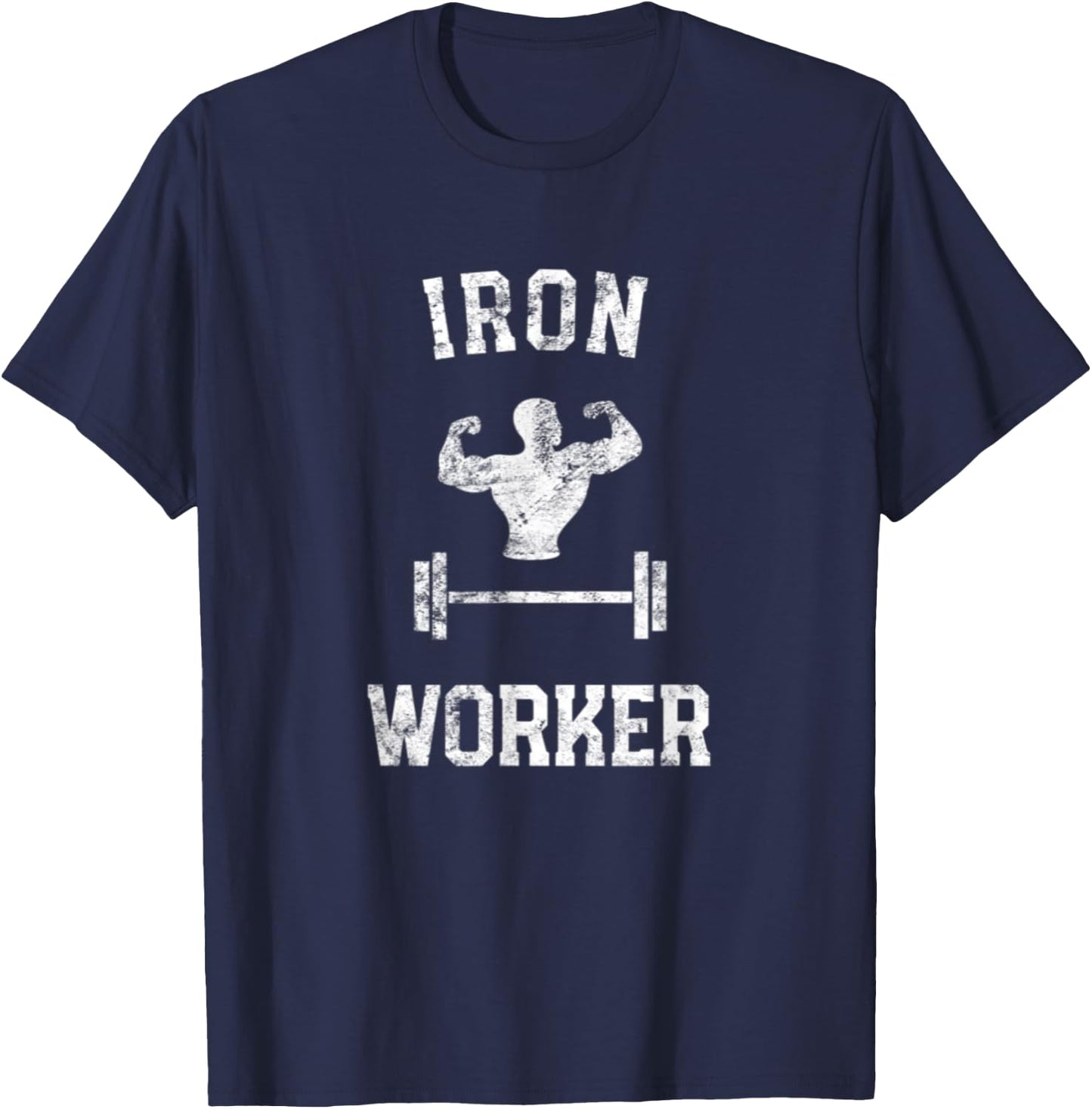 Gym Shirt Iron Worker Lifting Fitness Weightlifting Workout T-Shirt - T-Shirt | Navy