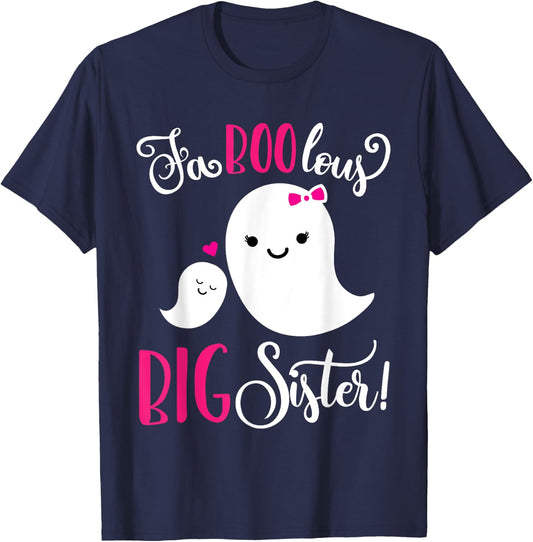 Big Sister Pregnancy Announcement Ghost Cute Halloween Girls T-Shirt - T-Shirt | Navy