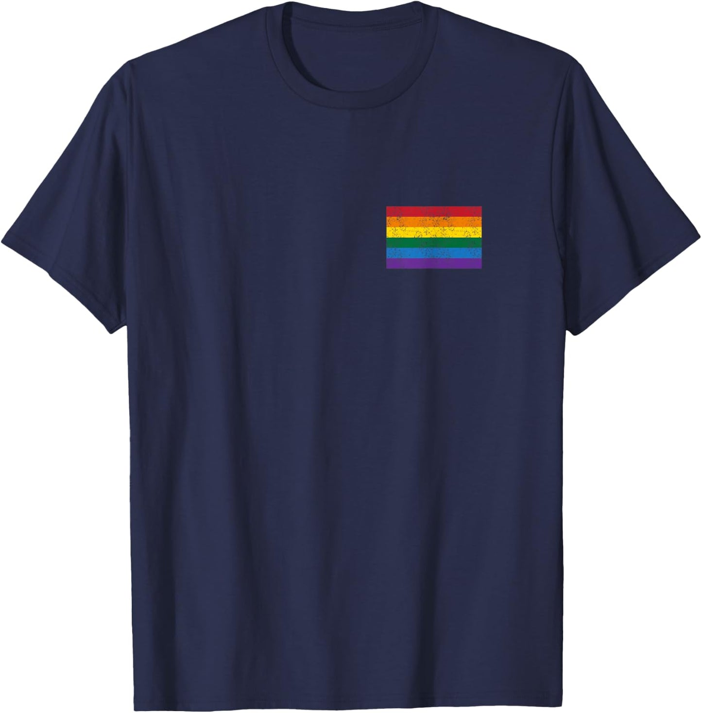 Vintage Distressed Gay Pride Flag (Gay Flag Shirt) T-Shirt - T-Shirt | Navy