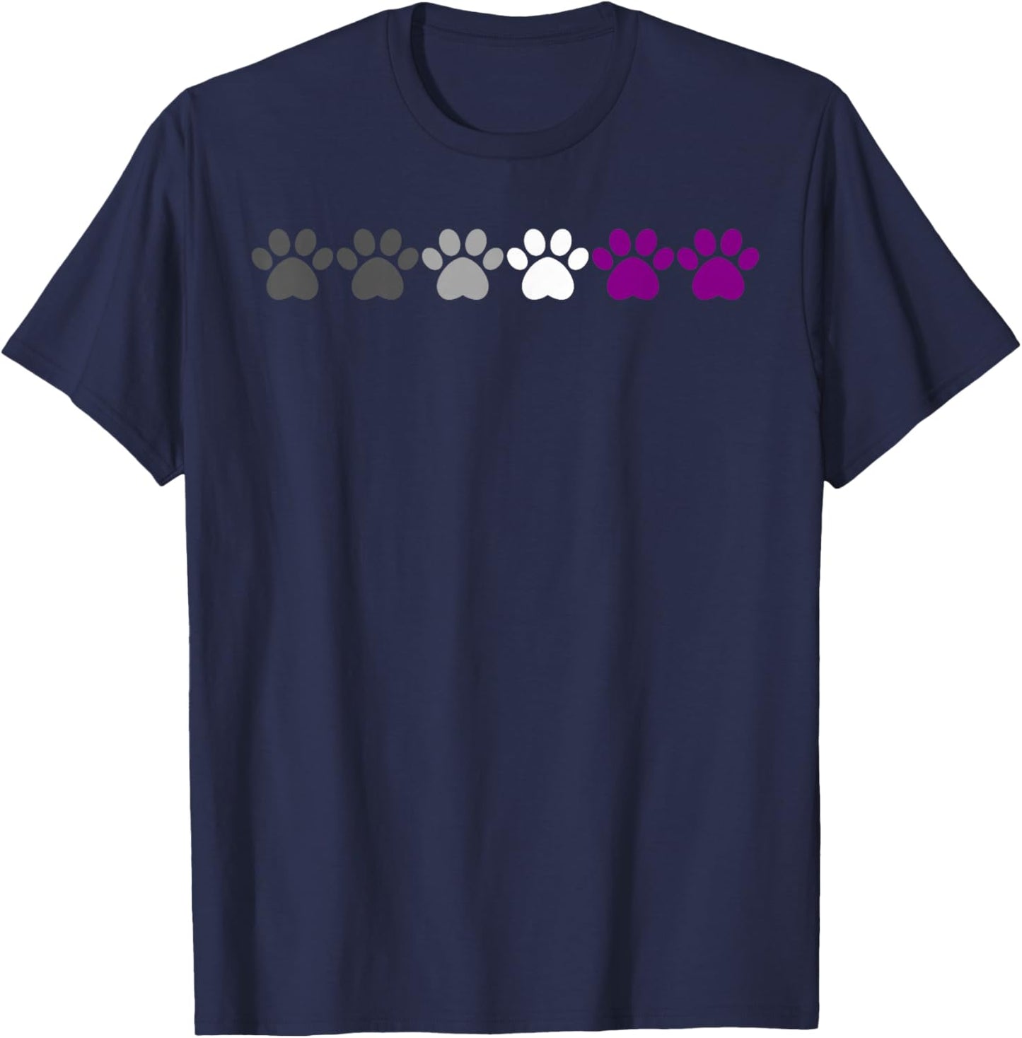 Ace Pride Paw Print Asexuality LGBTQ Plus Pride Statement T-Shirt - T-Shirt | Navy