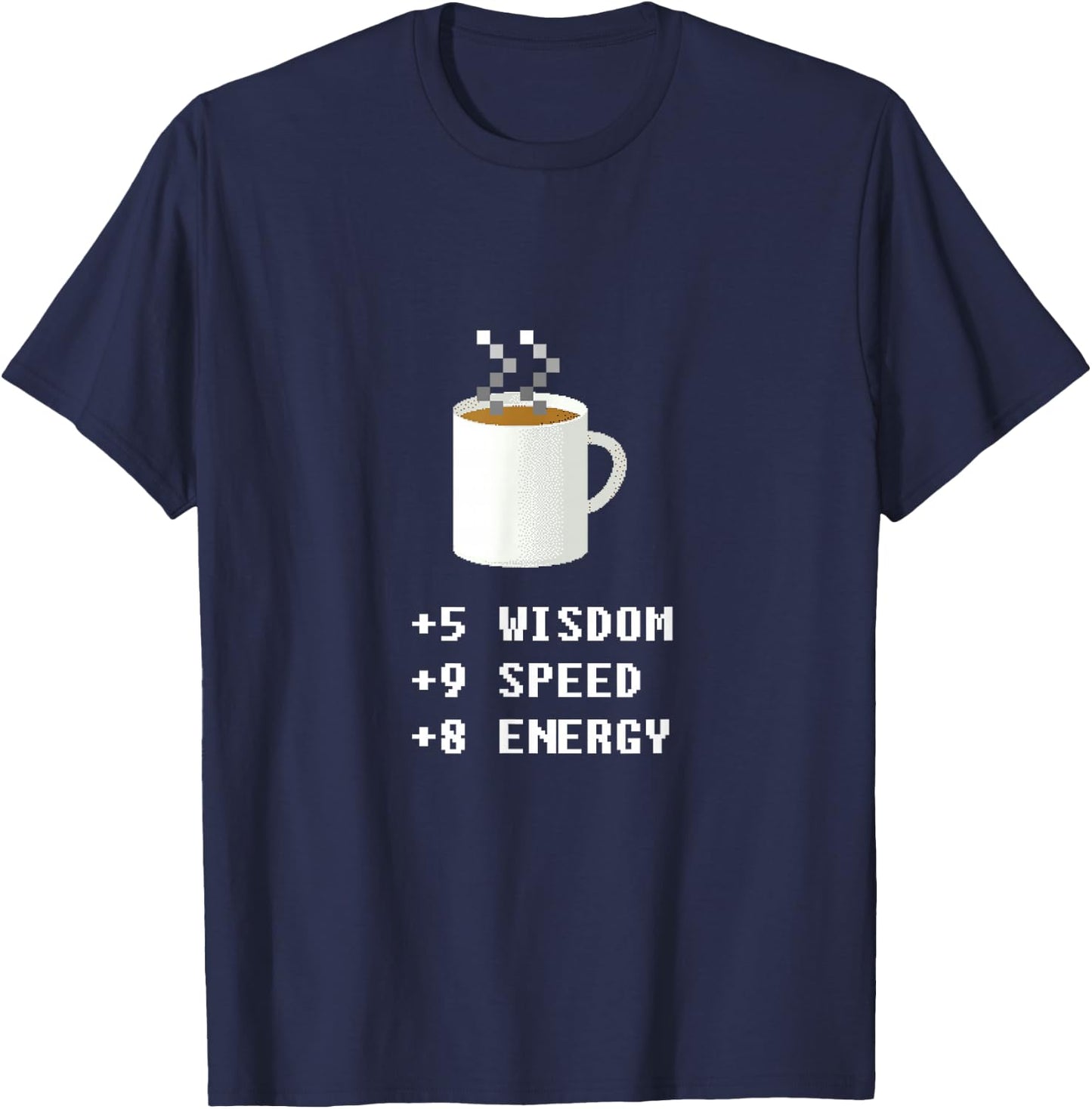 Caffeine Lover 8 Bit Pixel Coffee Gamer Retro Video Game T-Shirt - T-Shirt | Navy