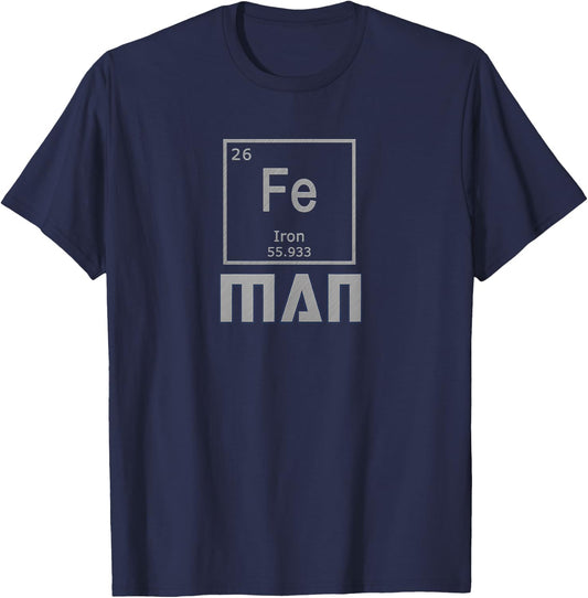 Funny Iron Man Periodic Table Science Chemistry T-Shirt - T-Shirt | Navy
