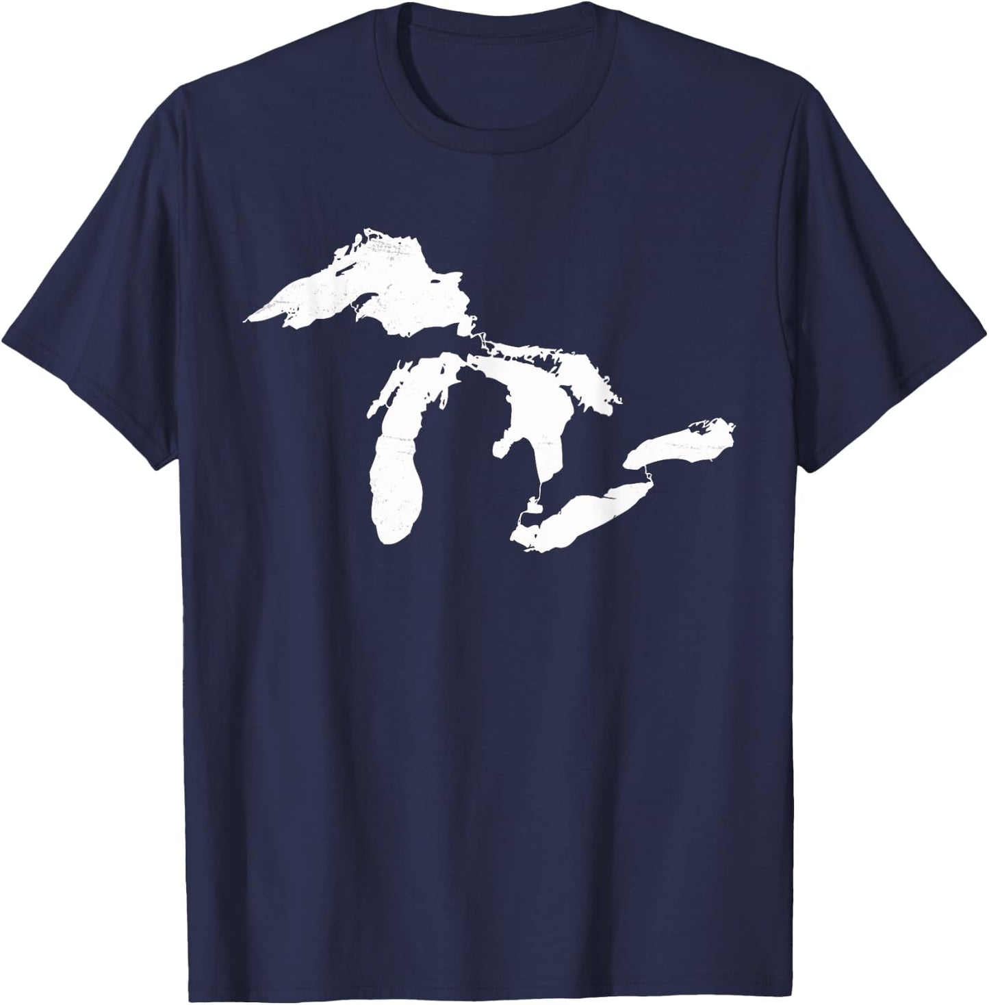 Michigan Map Great Lakes Midwest Mitten Vintage Gift T-Shirt - T-Shirt | Navy