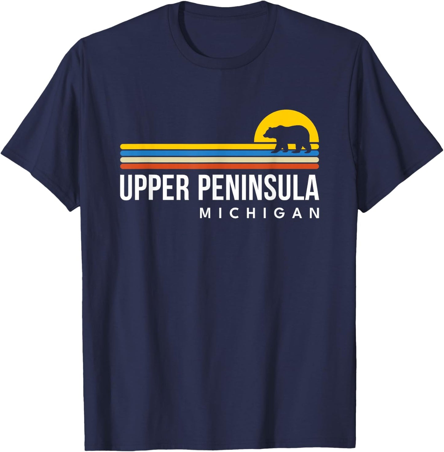 Upper Peninsula Michigan MI Bear Vintage Retro Souvenirs T-Shirt - T-Shirt | Navy